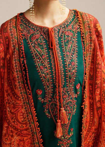 SR-MB525 Dhanak Embroidered Suit With Digital Printed Woolen Shawl