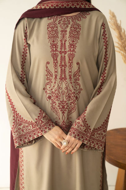 SR-KD910 Unstitched Embroidered Lawn Suit With Lawn Embroidered Dupatta & Embroidered Trouser