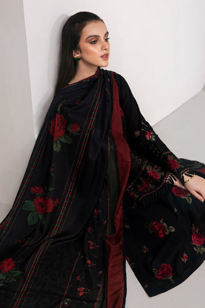 SR-573 Unstitched Embroidered Dhanak Suit With Printed Wool Shawl