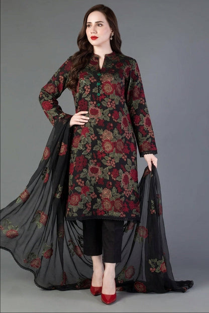 SR-BR345 Lawn Unstitched Embroidered 3pc Suit With Embroidered Bamber Chiffon Dupatta