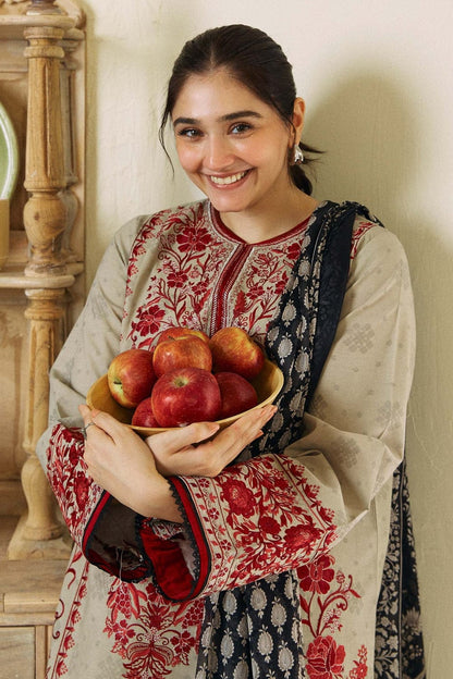 SR-57 Unstitched Fully Embroided Dhanak Suit With Wool Shawl