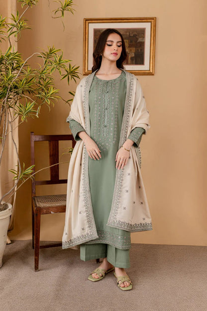 SR-RP600 Unstitched Heavy Embroidered Dhanak Suit With Embroidered Dhanak Shawl