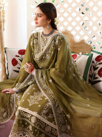 SR-MR590 Unstitched Heavy Embroidered Dhanak Suit With Embroidered Dhanak Shawl