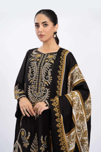 SR-700 Dhanak Embroidered Suit With Digital Printed Wool Shawl