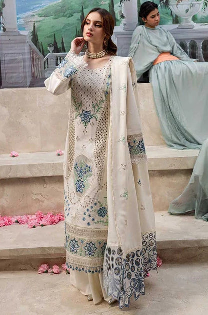 SR-MR2730 Lawn Unstitched Embroidered 3pc Suit With Lawn Embroidered Dupatta