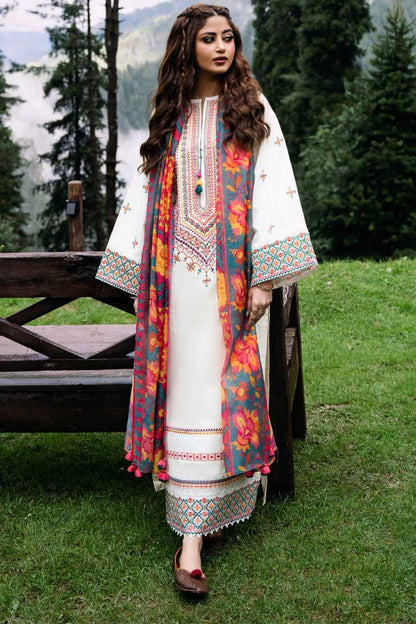 SR-SP2575 Unstitched Fully Embroidered Lawn Suit With Digital Printed Monar Dupatta