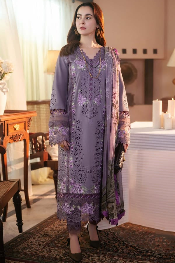 SR-JD2680 Lawn Unstitched Embroidered 3pc Suit With Lawn Digital Printed Dupatta