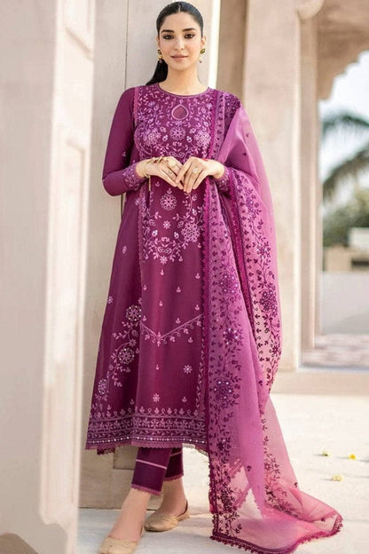 SR-CS84 Lawn Unstitched Embroidered 3pc Suit With Organza Embroidered Dupatta