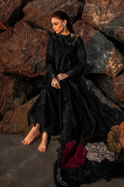 SR-KH2640 Lawn Unstitched Embroidered 3pc Suit With Organza Embroidered Dupatta