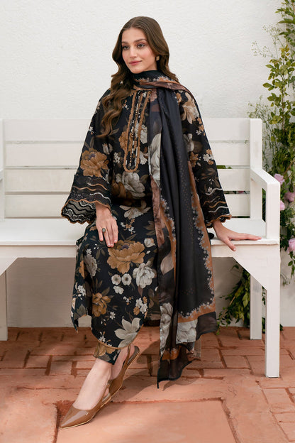 SR-BQ02 Digital Printed Khaddar Suit 3pc with Khaddar Digital Printed Dupatta & Embroidered Patches