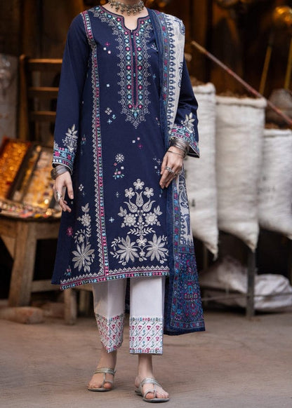 SR-AK905 Dhanak Embroidered Suit With Digital Printed Woolen Shawl