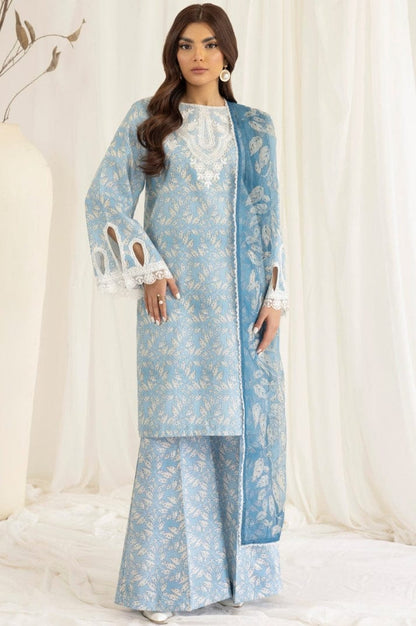 SR-MB442 Unstitched Digital Printed Lawn Suit 3pc With Digital Printed Voil Dupatta & Embroidered Patches