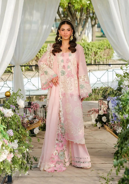 SR-EL2790 Unstitched Fully Embroided Lawn Suit With Cotton Net Embroidered Dupatta