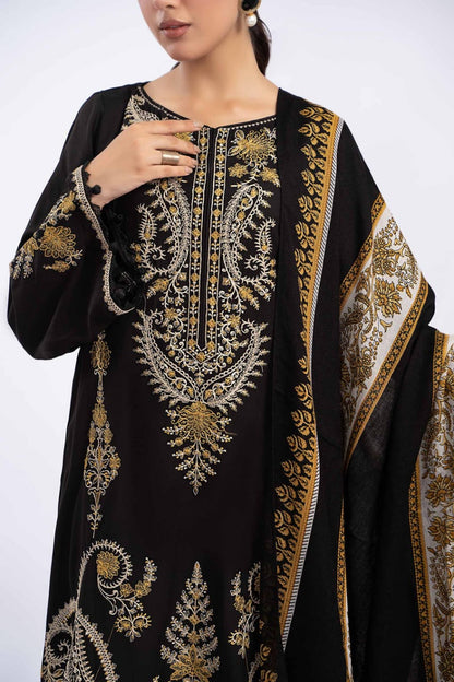 SR-700 Dhanak Embroidered Suit With Digital Printed Wool Shawl