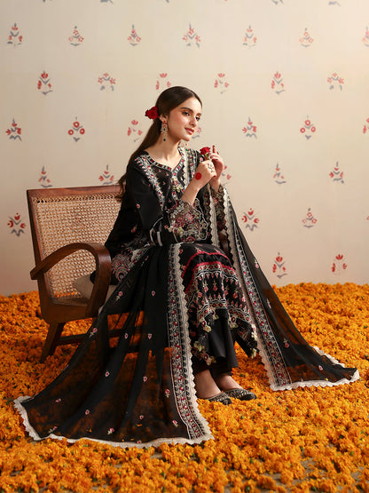 MAHNUR-3PC LAWN HEAVY EMBROIDERED SHIRT WITH CHIFFON EMB DUPATTA AND TROUSER -BIC-4690