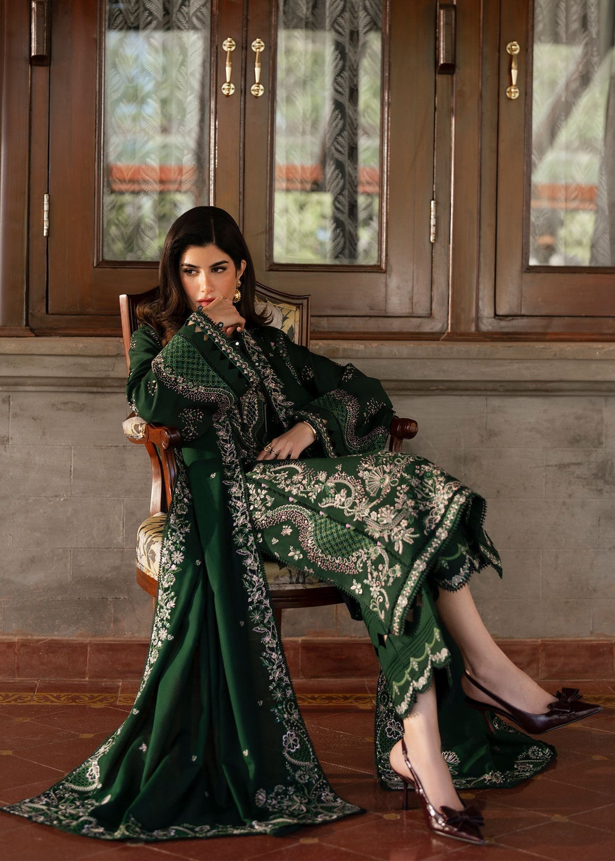 SAPPHIRE-3PC LAWN EMBROIDERED SHIRT WITH KHADDI NET EMBROIDERED DUPATTA AND TROUSER-BIC-4678
