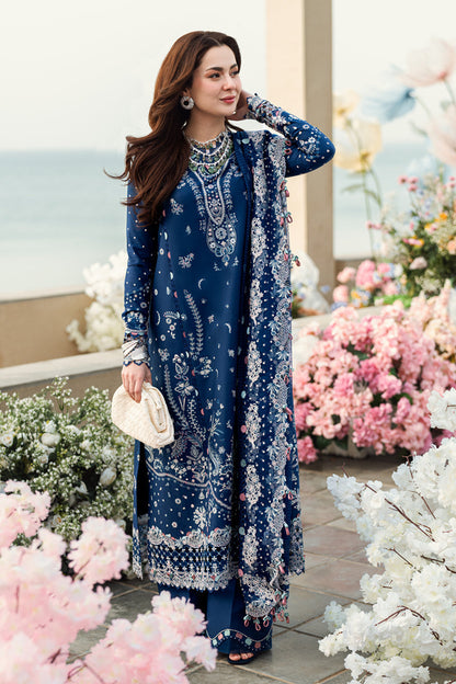 QALAMKAR-3PC LAWN EMBROIDERED SHIRT WITH KHADDI NET EMBROIDERED DUPATTA AND TROUSER-BIC-4608