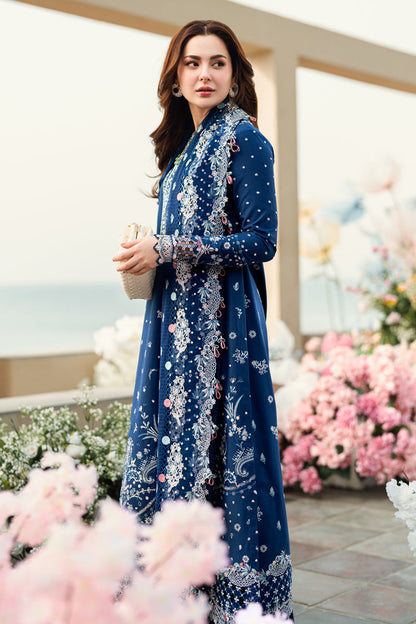QALAMKAR-3PC LAWN EMBROIDERED SHIRT WITH KHADDI NET EMBROIDERED DUPATTA AND TROUSER-BIC-4608