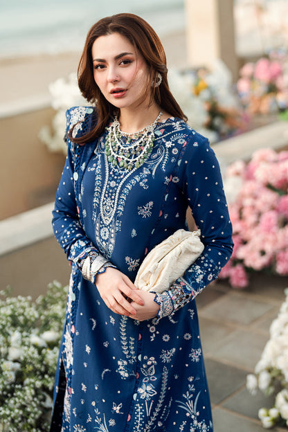 QALAMKAR-3PC LAWN EMBROIDERED SHIRT WITH KHADDI NET EMBROIDERED DUPATTA AND TROUSER-BIC-4608