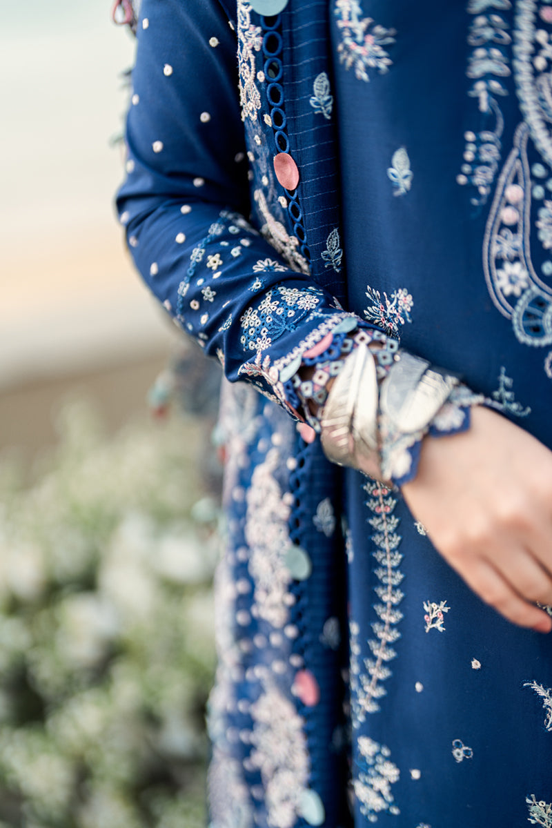 QALAMKAR-3PC LAWN EMBROIDERED SHIRT WITH KHADDI NET EMBROIDERED DUPATTA AND TROUSER-BIC-4608