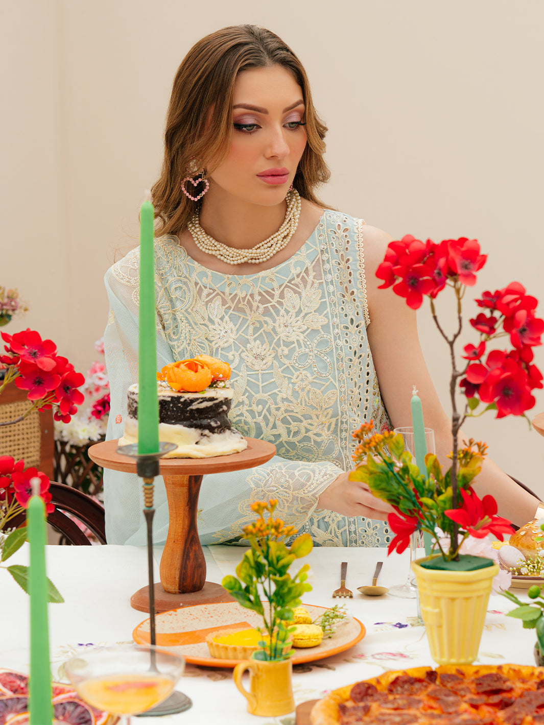 MAHNUR-3PC LAWN CHIKANKAARI EMBROIDERED SHIRT WITH KHAADI NET EMBROIDERED DUPATTA AND TROUSER -BIC-4749