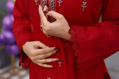 BRANDSINN-3PC KHADDAR CUTWORK EMBROIDERED SHIRT WITH KASHMIRI JACQUARD WOOL SHAWL-BIC-1552