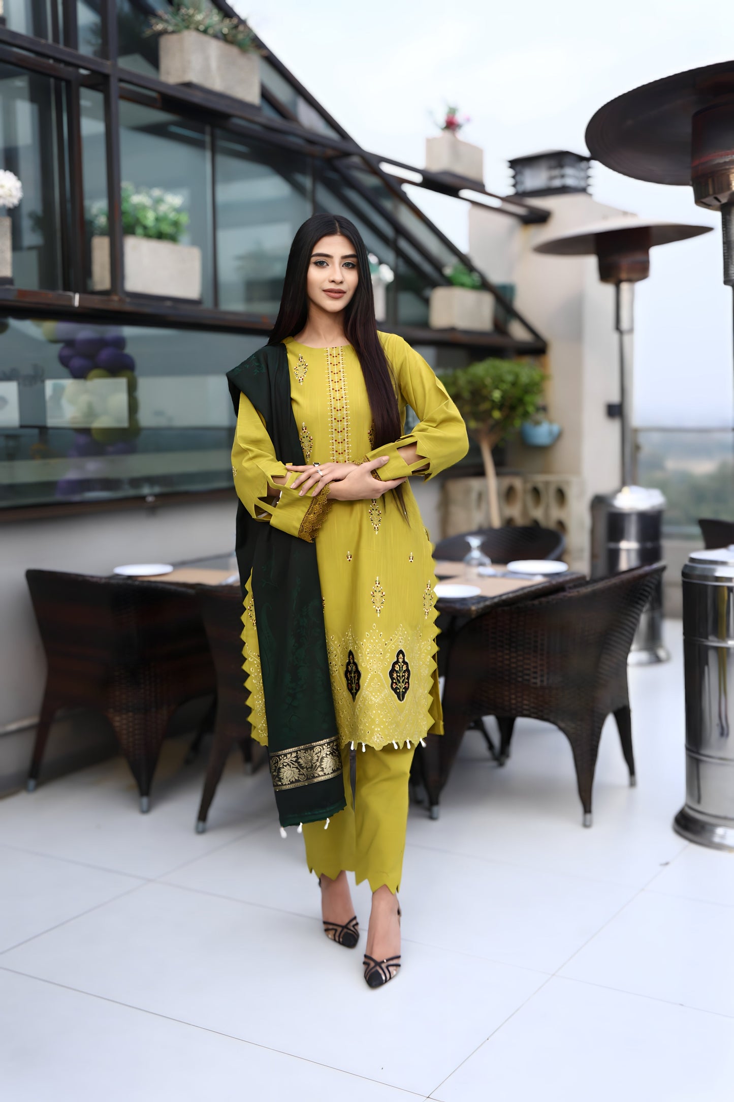 BRANDSINN-3PC KHADDAR CUTWORK EMBROIDERED SHIRT WITH KASHMIRI JACQUARD WOOL SHAWL-BIC-1551