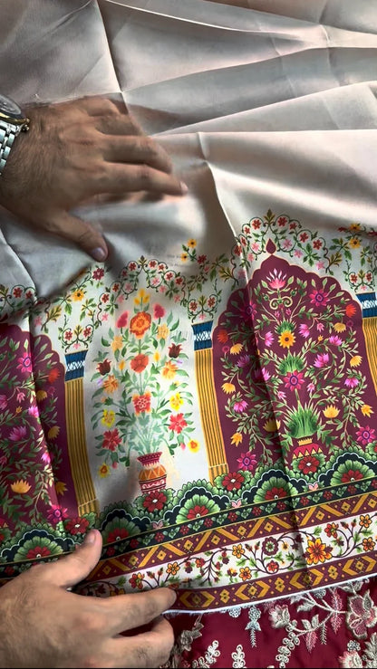 Maya Ali Ethnic Mehroon Skin Silk 2PC