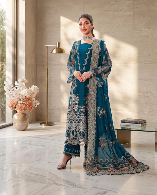 Dhanak Embroidered 3 Piece Suit | Premium Winter Collection | LL-1002