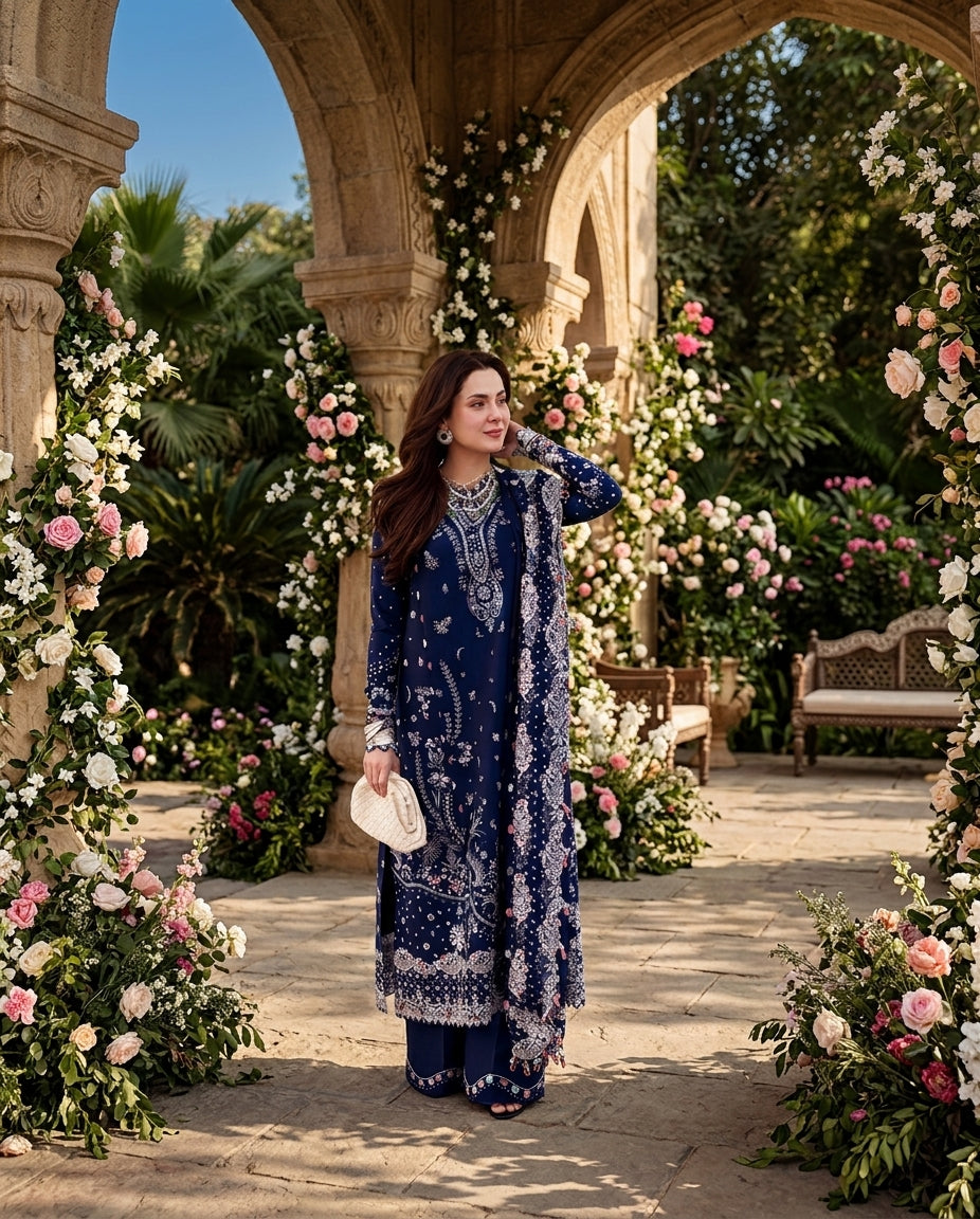 Dhanak Embroidered 3 Piece Suit | Premium Winter Collection | LL-1001