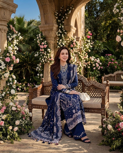 Dhanak Embroidered 3 Piece Suit | Premium Winter Collection | LL-1001