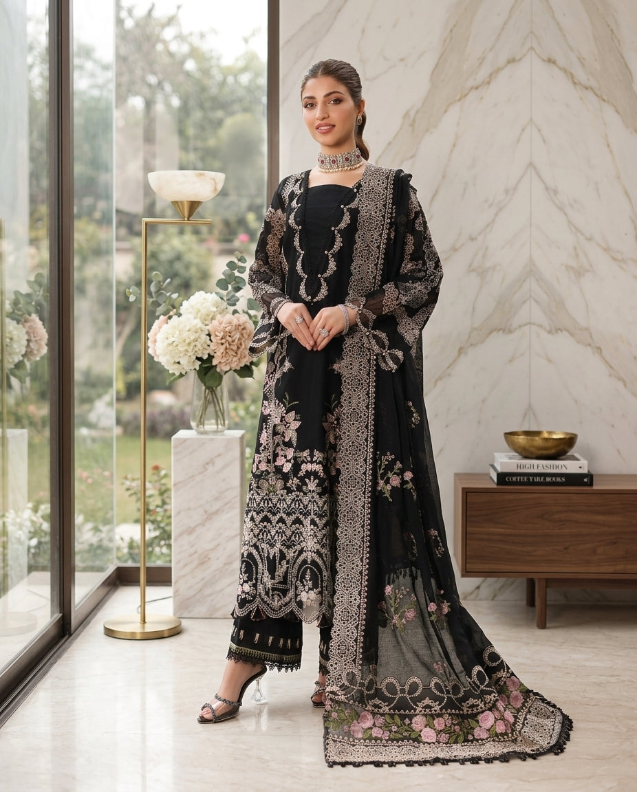 Dhanak Embroidered 3 Piece Suit | Premium Winter Collection | LL-1003