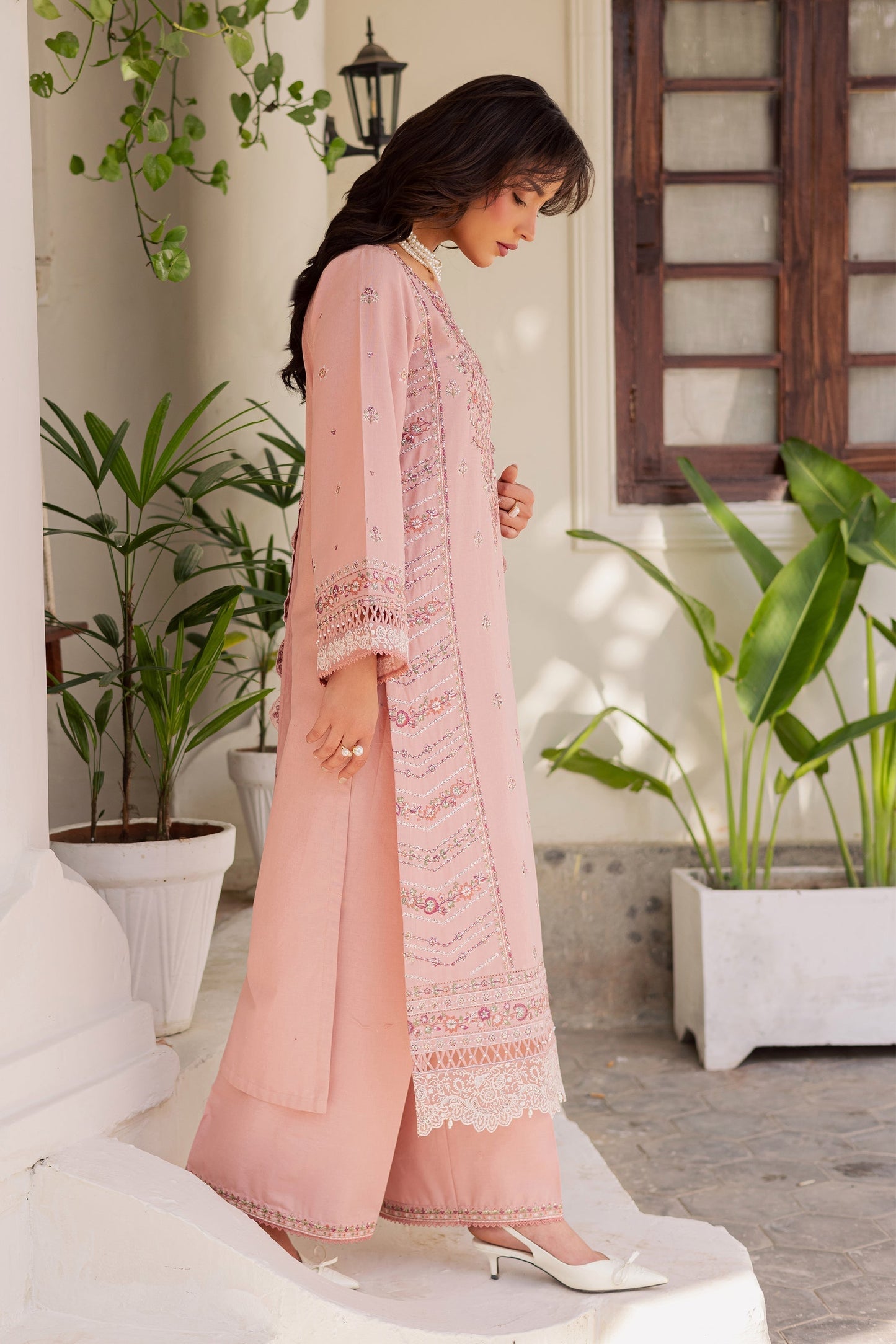 BATIK-3PC LAWN EMBROIDERED SHIRT WITH KHADDI NET EMBROIDERED DUPATTA AND EMB TROUSER-BIC-4743