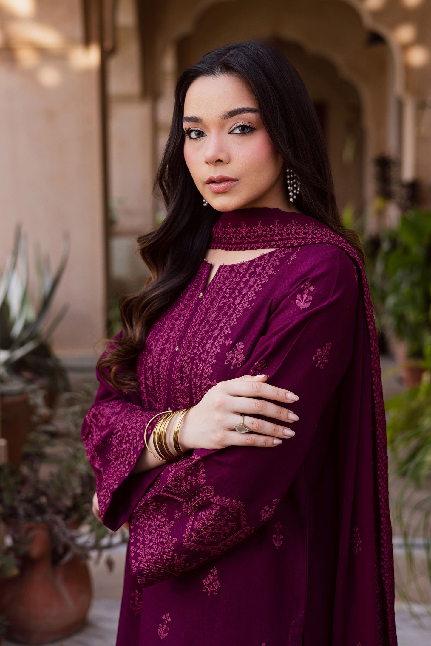 BATIK-3PC LAWN EMBROIDERED SHIRT WITH CHIFFON EMBROIDERED DUPATTA AND EMB TROUSER-BIC-4696