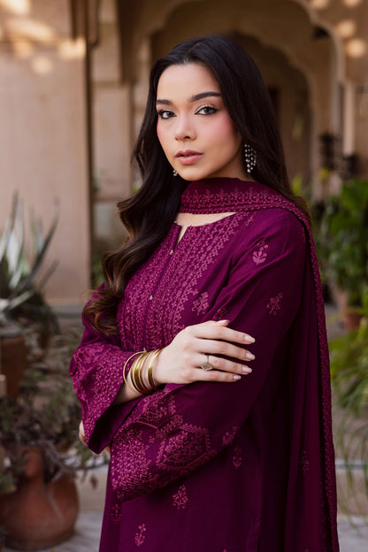 BATIK-3PC LAWN EMBROIDERED SHIRT WITH CHIFFON EMBROIDERED DUPATTA AND EMB TROUSER-BIC-4696