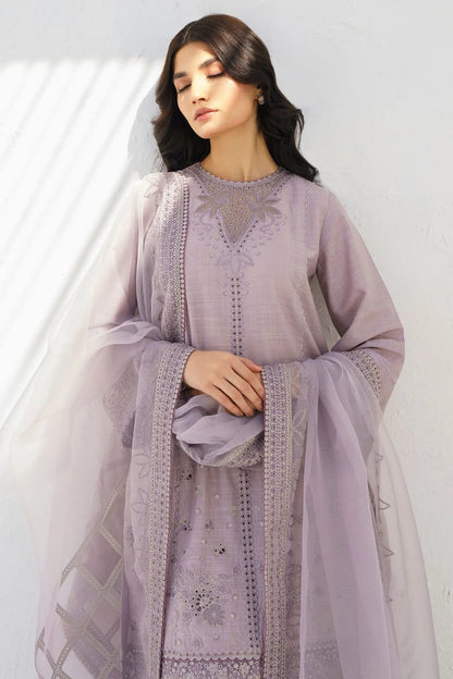JAZMIN- 3PC LAWN HEAVY EMBROIDERED SHIRT WITH ORGANZA EMBROIDERED READY TO WEAR DUPATTA & TROUSER-BIC-4560