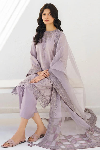 JAZMIN- 3PC LAWN HEAVY EMBROIDERED SHIRT WITH ORGANZA EMBROIDERED READY TO WEAR DUPATTA & TROUSER-BIC-4560