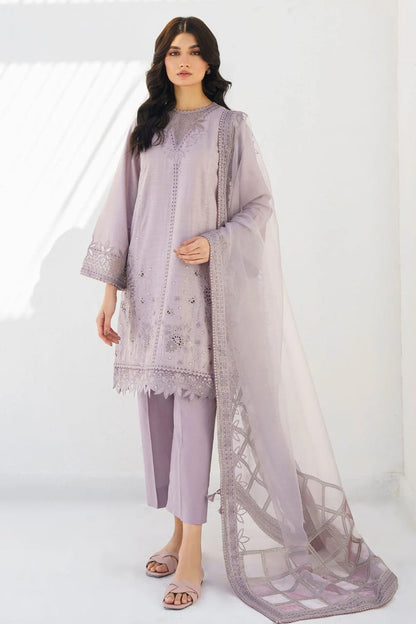 JAZMIN- 3PC LAWN HEAVY EMBROIDERED SHIRT WITH ORGANZA EMBROIDERED READY TO WEAR DUPATTA & TROUSER-BIC-4560