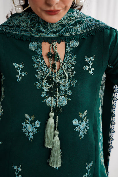 GARNET-3PC LAWN EMBROIDERED SHIRT WITH KHADDI NET EMBROIDERED DUPATTA & EMB TROUSER-BIC-4687