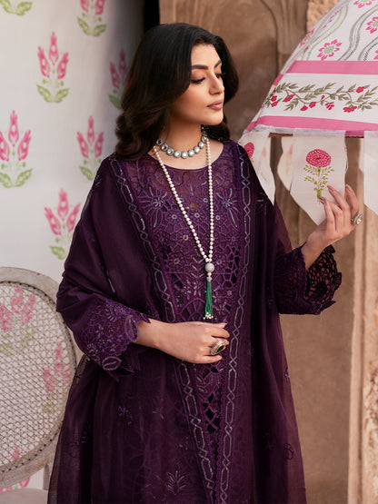 MAHNUR-3PC LAWN SEQUENCE EMBROIDERED SHIRT WITH ORGANZA EMBROIDERED DUPATTA AND TROUSER-BIC-4692