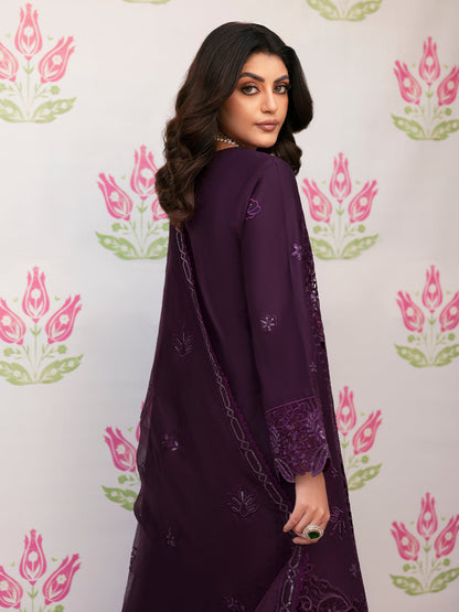 MAHNUR-3PC LAWN SEQUENCE EMBROIDERED SHIRT WITH ORGANZA EMBROIDERED DUPATTA AND TROUSER-BIC-4692