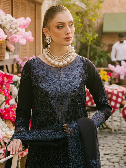 MAHNUR-3PC LAWN EMBROIDERED SHIRT WITH KHADDI NET EMB DUPATTA AND TROUSER-BIC-4738