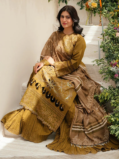 MAHNUR-3PC LAWN LASEWORK EMB SHIRT WITH CHIFFON PRINTED DUPATTA AND TROUSER -BIC-4706