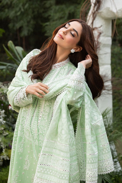 SR-SN2675 Unstitched Fully Embroidered Lawn Suit With Embroidered Organza Dupatta