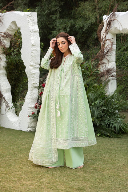 SR-SN2675 Unstitched Fully Embroidered Lawn Suit With Embroidered Organza Dupatta
