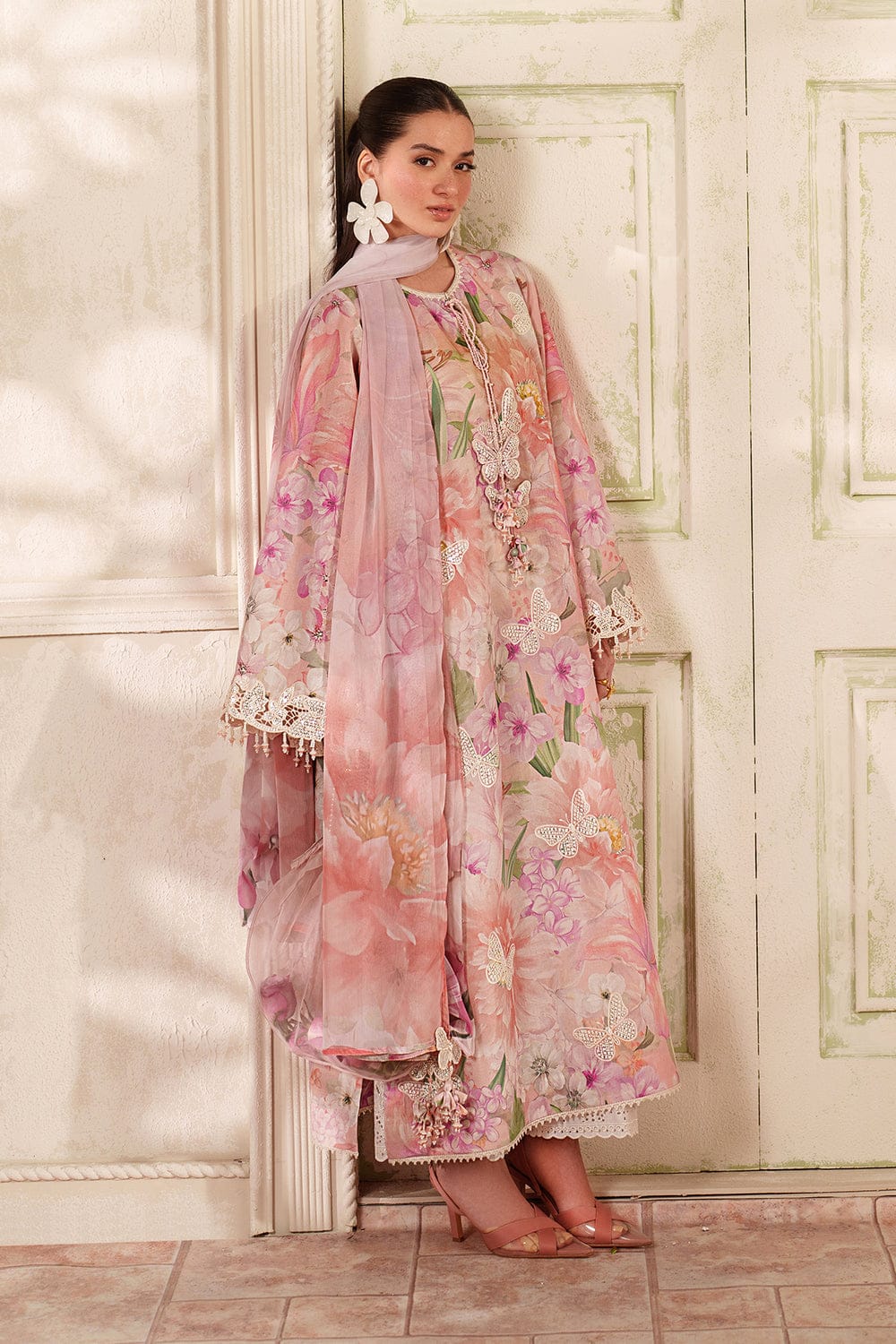 SR-BQ208 Unstitched Digital Printed Lawn Suit 3pc With Digital Printed Lawn Dupatta