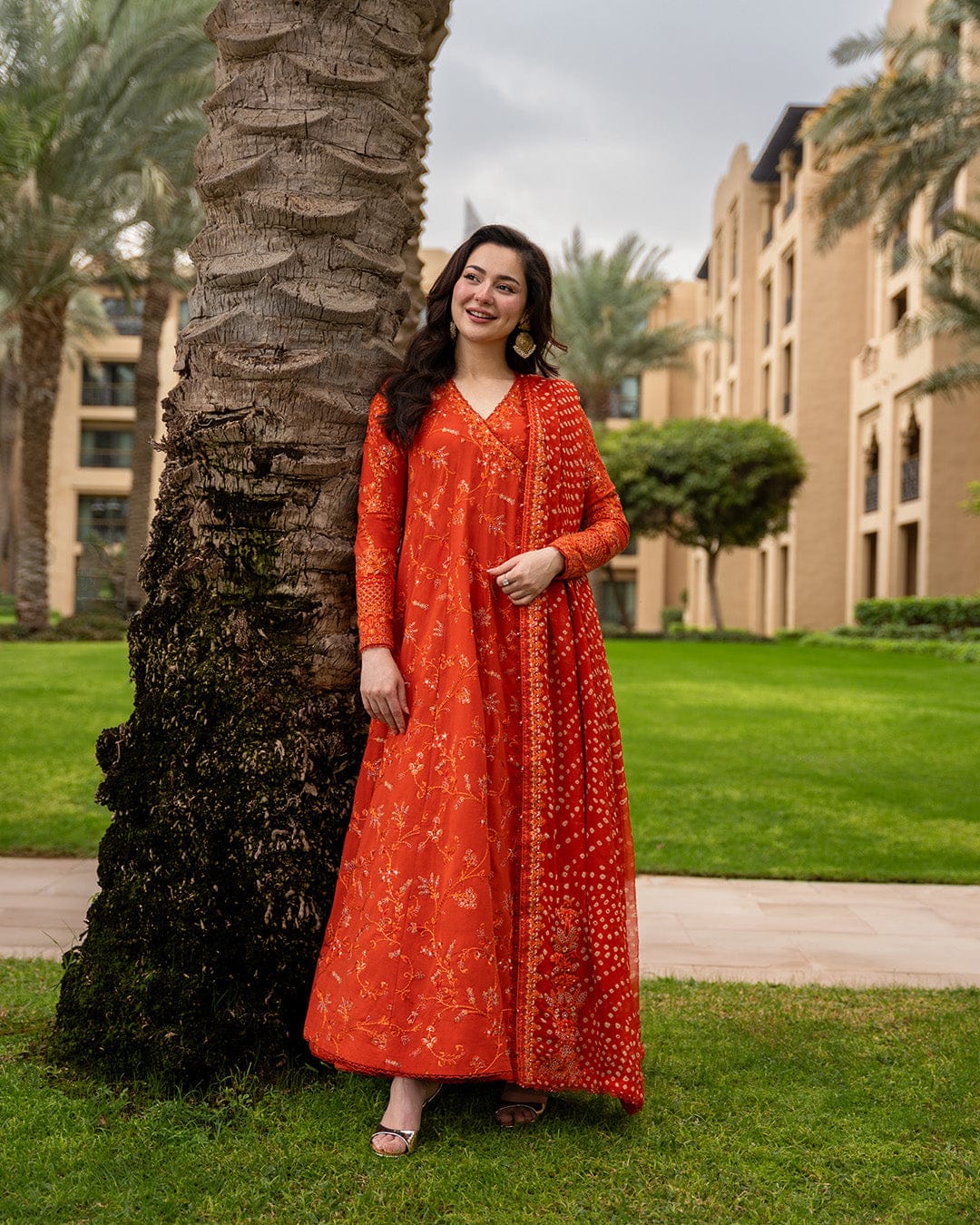 SR-FS1005 Lawn Unstitched Frock Fully Embroidered 3pc Suit With Cotton Lawn Printed & Embroided Dupatta