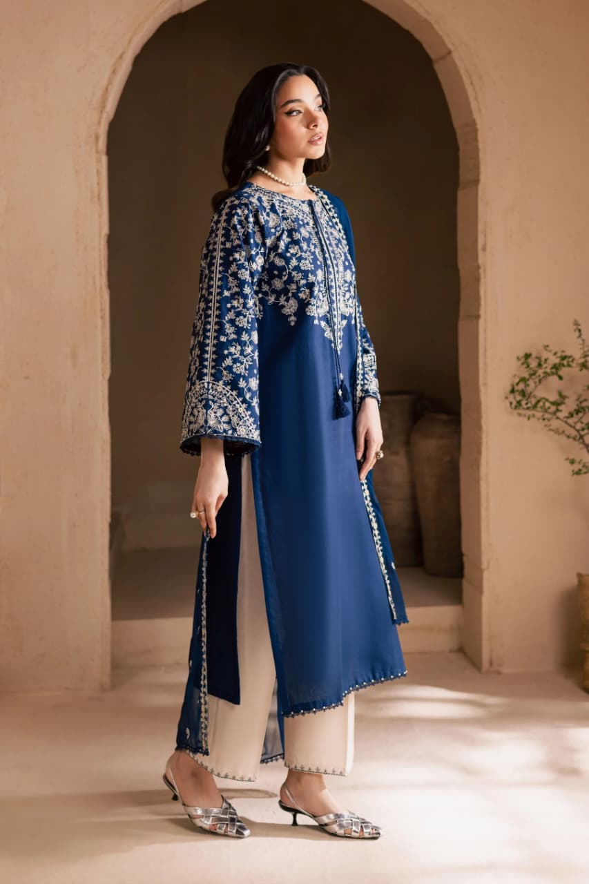 SR-BT2835 Unstitched Fully Embroidered Lawn Suit With Embroidered Bamber Chiffon Dupatta