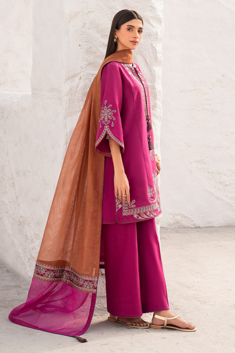 SR-JZ2830 Unstitched Fully Embroidered Lawn Suit With Embroidered Chiffon Dupatta