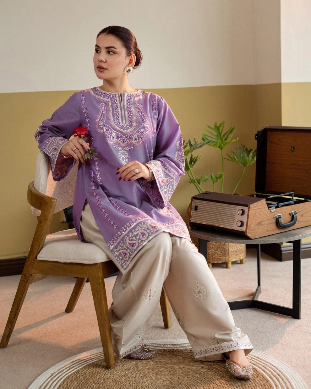 SR-MB2825 Lawn Fully Sequence Embroidered 2pc Embroidered Trouser as well